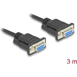 Delock RS-232 Cable Serial D-Sub9 female to female with narrow plug housing 3 m