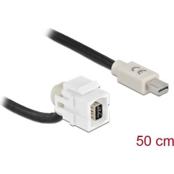 Delock Keystone Module mini DisplayPort female 110° > mini DisplayPort male with cable white