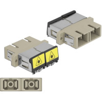 Delock Optical Fiber Coupler with laser protection flip SC Duplex female to SC Duplex female Multi-mode beige