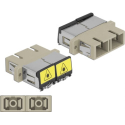 Delock Optical Fiber Coupler with laser protection flip SC Duplex female to SC Duplex female Multi-mode beige