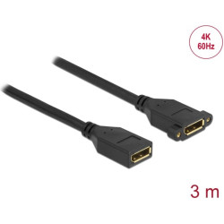 Delock DisplayPort 1.2 cable female to female panel-mount 4K 60 Hz 3 m