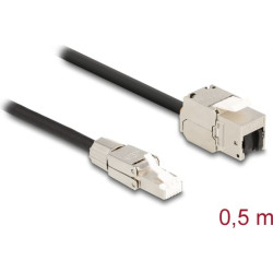 Delock Cable RJ45 plug field assembly to Keystone Module RJ45 jack Cat.6A 50 cm