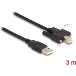 Delock Cable USB 2.0 Type-A male to Type-B male with screws 3 m