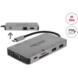 Delock USB Type-C™ Docking Station 4K - HDMI / VGA / USB 3.1 / SD / LAN / PD 3.0