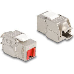 Delock Keystone Module RJ45 jack to LSA Cat.6A toolfree with red dust cover
