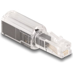Delock Telephone Cable Anti-Twist Adapter RJ10 plug to RJ10 jack transparent / black