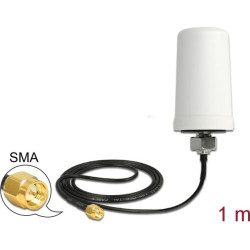 Delock GSM / UMTS Antenna SMA plug 0.7 - 1.6 dBi 1 m ULA100 omnidirectional fixed outdoor white