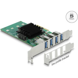 Delock PCI Express x4 Card to 4 x external USB 3.0 Quad Channel - Low Profile Form Factor