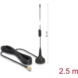 Delock GSM / UMTS / LTE Antenna SMA plug 2 dBi fixed omnidirectional with connection cable RG-174 2.5 m outdoor black