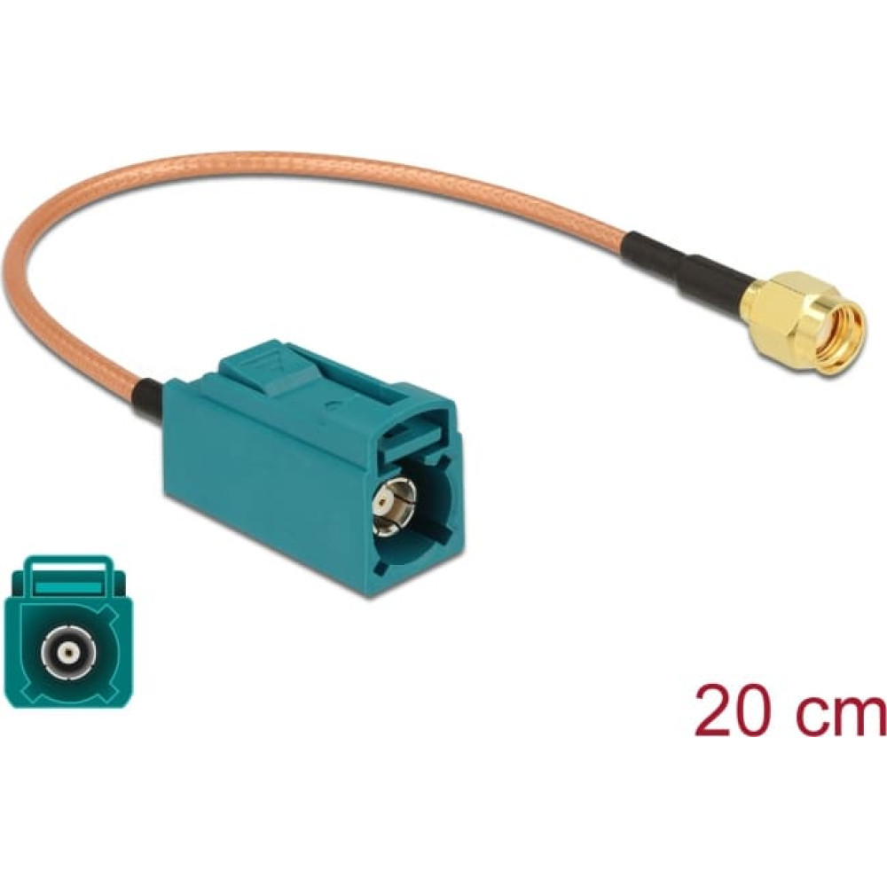 Delock Antenna Cable FAKRA Z jack > RP-SMA plug RG-316 20 cm