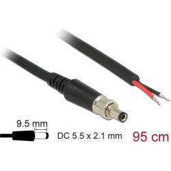 Delock Power cable DC 5.5 x 2.1 x 9.5 mm screwable to open wire ends 95 cm