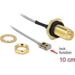 Delock Antenna Cable RP-SMA jack bulkhead to MHF® I LK plug 1.13 10 cm thread length 10 mm splash proof