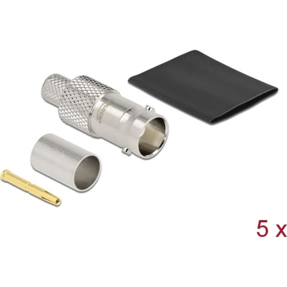 Delock BNC jack for crimping RG-6 with matching shrink tube