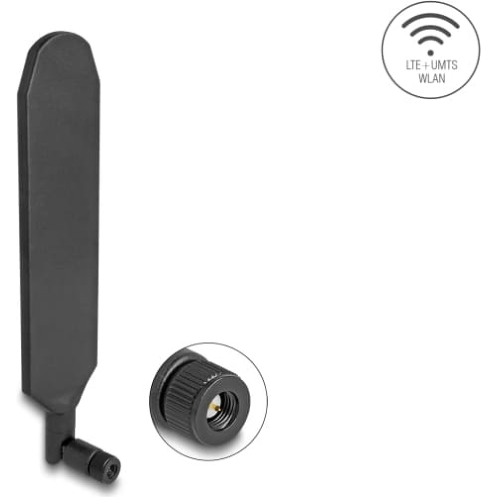 Delock LTE GNSS Antenna SMA plug 1.5 - 3.0 dBi omnidirectional rotatable with tilt joint black