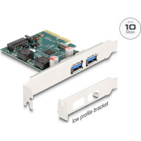 Delock PCI Express x4 Card to 2 x external USB 10 Gbps Type-A female - Low Profile Form Factor
