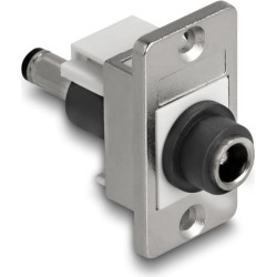 Delock Panel Mount DC 5.5 x 2.1 mm female to DC 5.5 x 2.5 mm male silver / white / black