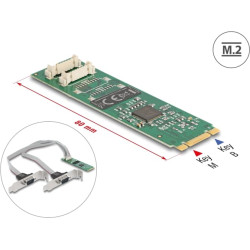 Delock M.2 Card to 2 x Serial RS-232 DB9 with Standard and Low Profile slot brackets
