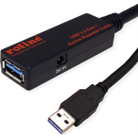 Roline USB 3.2 Gen 1 Active Repeater Cable, black, 20 m