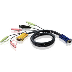 Aten 2L-5305U KVM Kabel VGA, USB und Audio, schwarz, 5 m