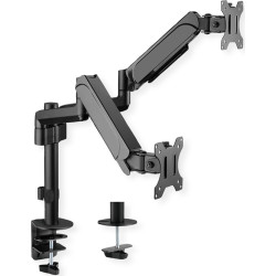 Value Dual Monitor Arm, Pole Mount, 4 Joints, Desk Clamp