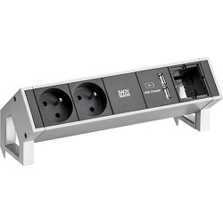 Bachmann DESK2 2xUTE 35° 1xUSB Charger 1xCM current 0.2m GST18 Inox