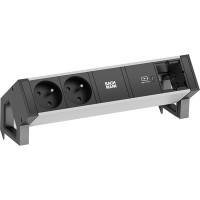 Bachmann DESK2 ALU BLACK 2xUTE 1xCM 1xUSBC 30W 0,2m GST18