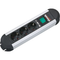 Bachmann PRIMO socket strip 3x earthing contact, aluminium, with switch, 1.75 m