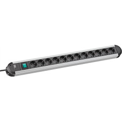 Bachmann socket strip ALU 12-way, 45°, with switch, 1,75m