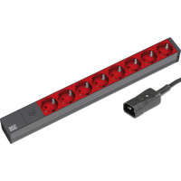 Bachmann 19" socket strip 8-way 2300W, IEC320 C14 plug, black