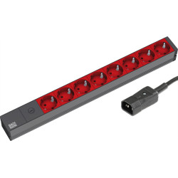 Bachmann 19" socket strip 8-way 2300W, IEC320 C14 plug, black