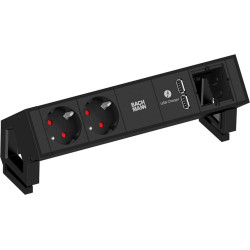 Bachmann DESK2 2x earthing contact 1x USB charger 1x ABD, black