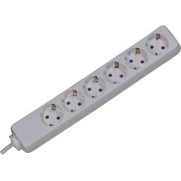 Bachmann SELLY socket strip 6x earthing contact, white, 1.5 m