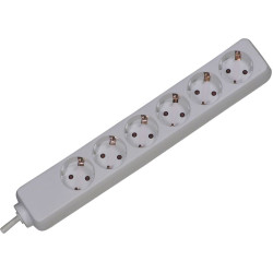 Bachmann SELLY socket strip 6x earthing contact, white, 1.5 m