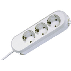 Bachmann SMART socket strip 3x earthing contact, screwed, white, 3 m