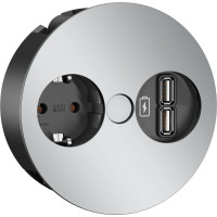 Bachmann TWIST 1x earthing contact, USB charger, GST18 plug, chrome, 0.2 m