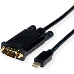 Roline Cable MiniDisplayPort - VGA, Mini DP M - VGA M, black, 2 m