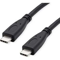 Roline Green USB 3.2 Gen 2 Cable, PD (Power Delivery) 20V5A, with Emark, C-C, M/M, black, 0.5 m