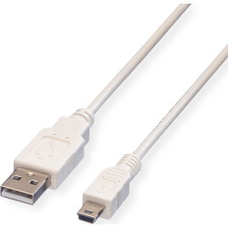 Value USB 2.0 Cable, A - 5-Pin Mini, M/M, white, 1.8 m