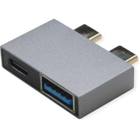 Roline Adapter, USB 3.2 Gen 2, 2x USB Type C - 1x USB A+ 1x USB C, M/F, silver