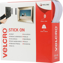 Velcro ® Klettband Selbstklebend, Haken & Flausch 20mm x 10m Weiß