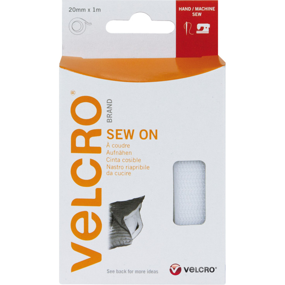 Velcro ® Klettband zum Aufnähen, Haken & Flausch 20mm x 1m Weiß