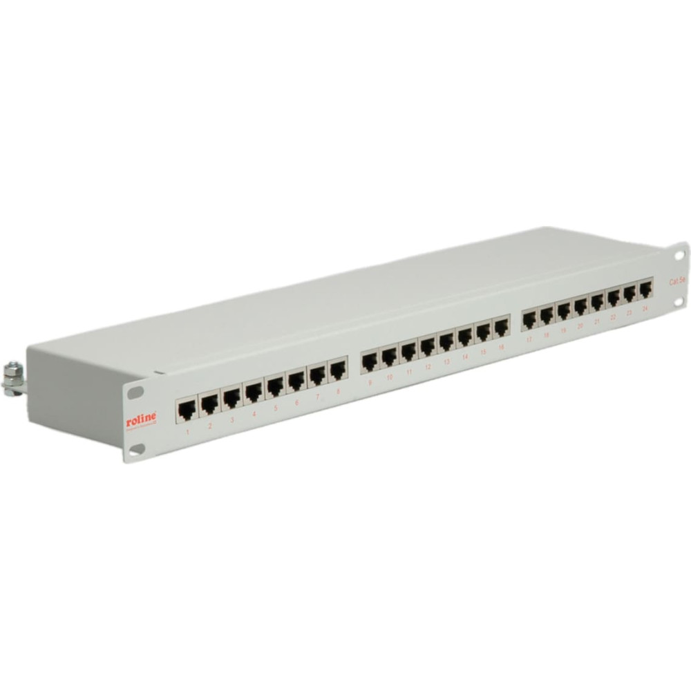 Roline Cat.5e (Class D) 19" Patch Panel, 24 Ports, STP, grey