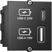 Bachmann Custom Module USB Charger Module Type A & Type C 22W, Quickcharge, black