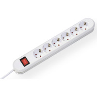 Bachmann SMART socket strip 6x earthing contact, switch, white, 1.5 m