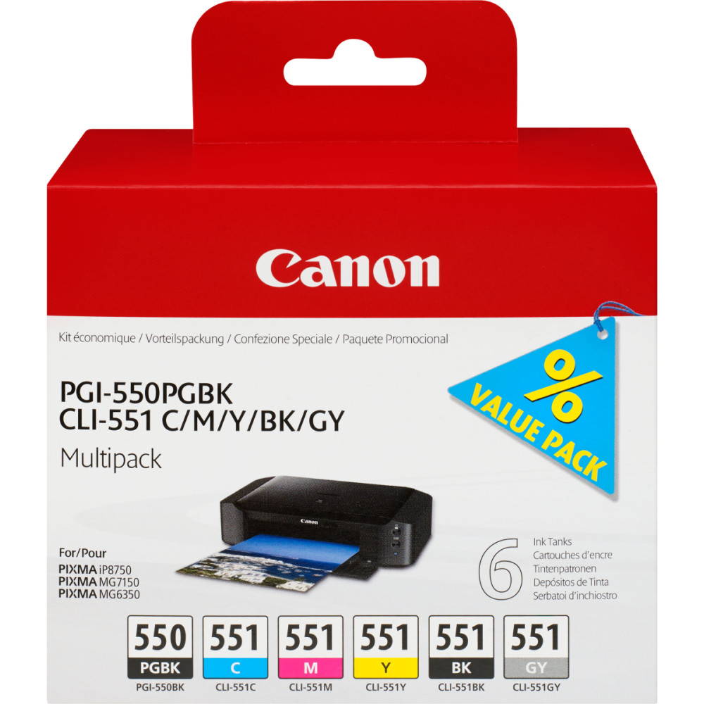 Canon 6496B005 tintes kārtridžs 6 pcs Oriģināls Foto melns, Foto ciāna, Foto pelēks, Foto fuksīna, Melns, Foto dzeltens