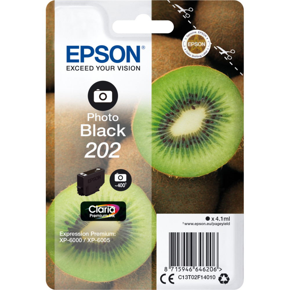 Epson Kiwi Singlepack Photo Black 202 Claria Premium Ink