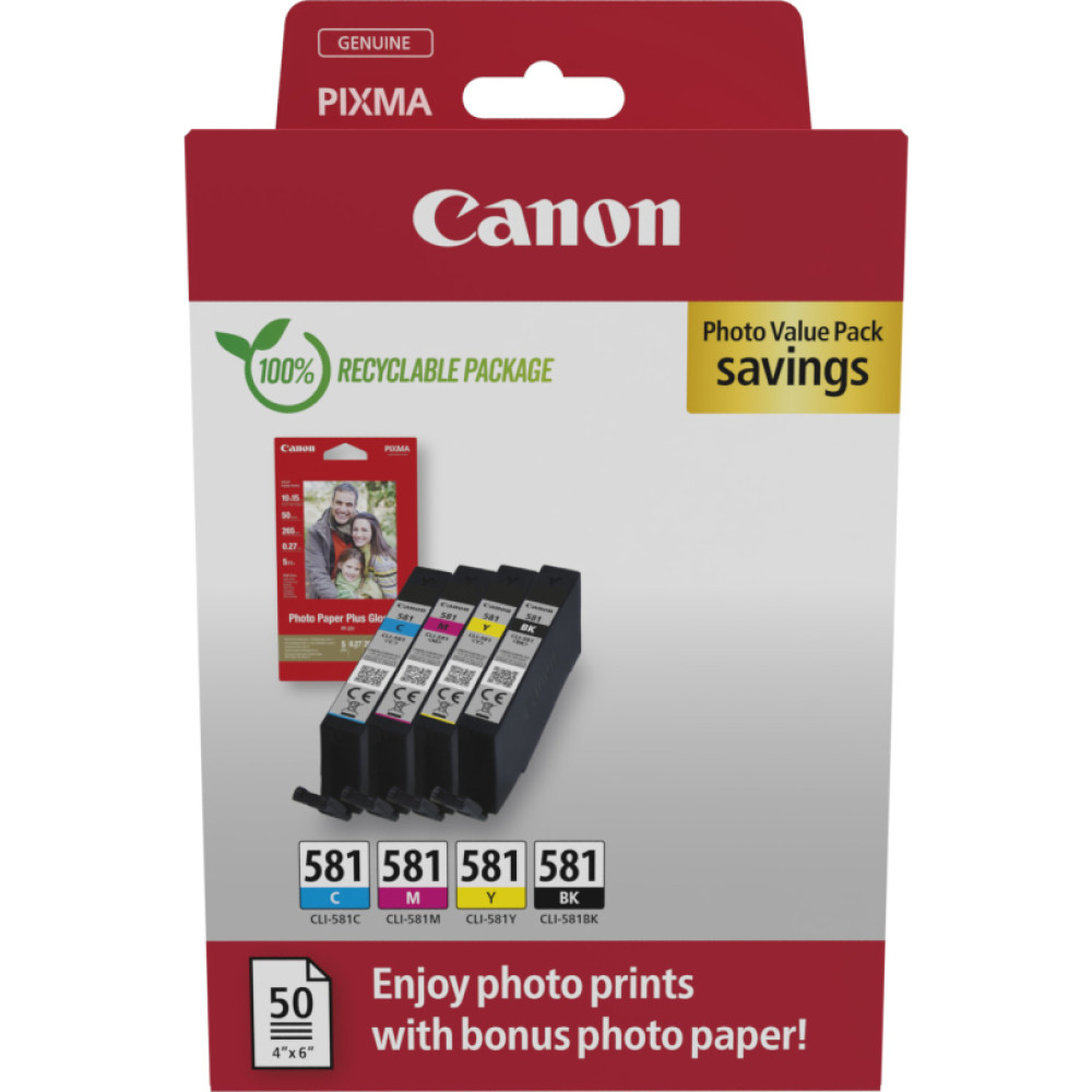 Canon Patrone Canon CLI-581 4er-Pack black + color + paper