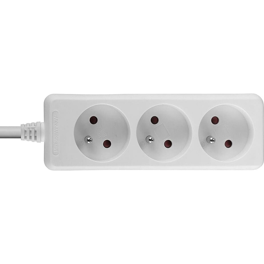 Lindy 3-Way French Schuko Mains Power Extension, White