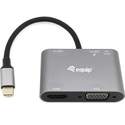 Equip 133483 dokstacija Vadu USB 3.2 Gen 1 (3.1 Gen 1) Type-C Melns, Pelēks