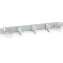 1U Kabeļu horizontāls metāla organizators , 5 plastmasas gredzeni, pelēks